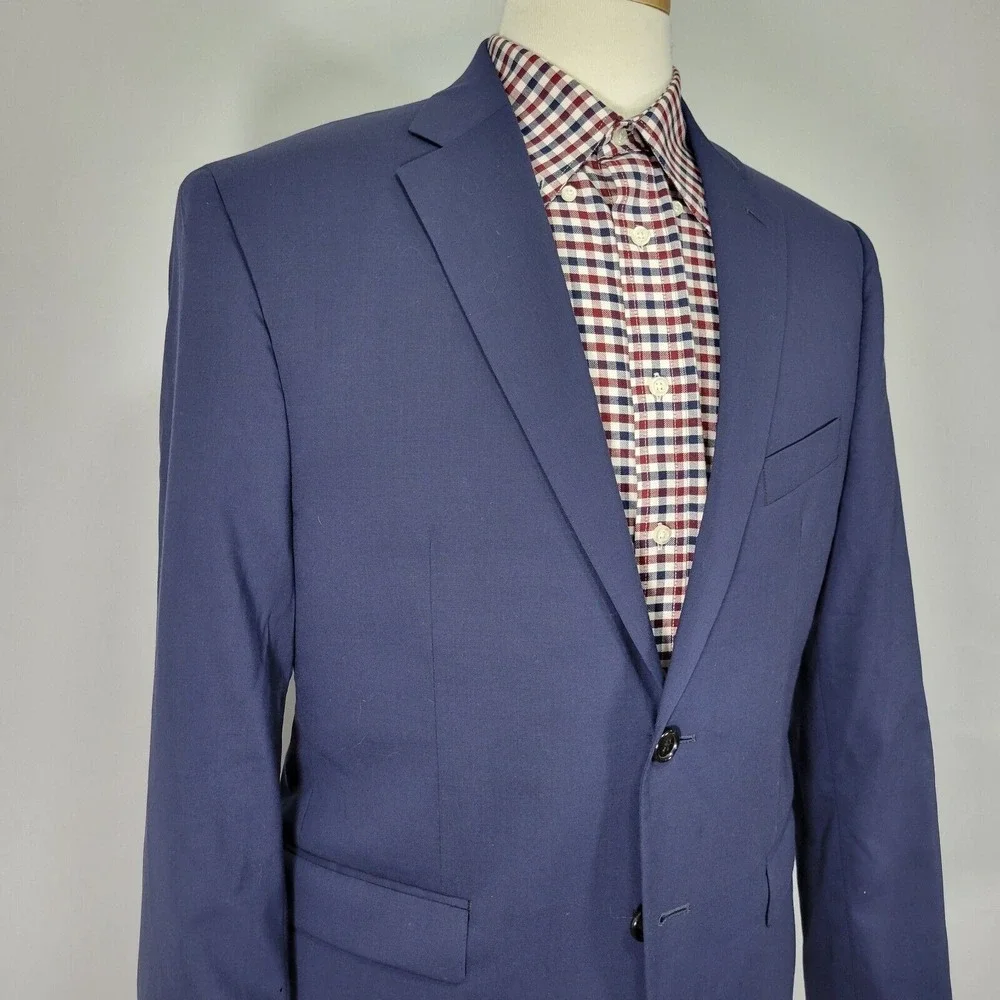 Lauren Ralph Lauren Men's Sport Coat Blazer Navy Blue Stretch Wool Size‎ 40S